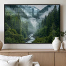 Mountain Forest River Canvas Wall Art Print - Serene Nature