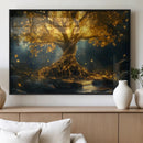 Golden Tree of Life Canvas Wall Art Print - Majestic Glowing