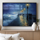 Abstract Stormy Ocean Pier Canvas Wall Art Print | Stormy