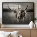 Texas Longhorn Cow Canvas Wall Art Print - Large Rustic