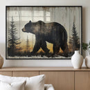 Vintage Bear Wall Art Canvas Print for Farmhouse - Mountain
