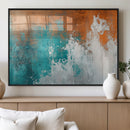 Vintage Abstract Print - Bold Teal and Orange Canvas Wall