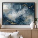 Large Abstract Print - Luxe Blue and Gold Abstract Canvas