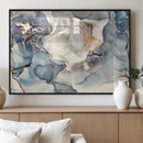 Abstract Blue and Gold Canvas Wall Art - Fluid Modern Ink