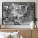 Black White Abstract Canvas Wall Art - Fluid Ink Artwork -