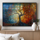 Yggdrasil Tree of Life Mosaic Stained Glass Wall Art Canvas,
