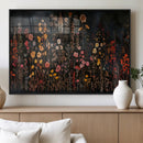Dark Floral Canvas Wall Art - Moody Botanical Flower Print -