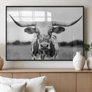 Highland Cow Wall Art Canvas Print – Black and White Western
