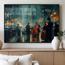 Urban Night Jazz Wall Art Canvas Print – Moody Rain-Soaked