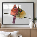 Cardinal Bird Canvas Wall Art - Male and Female Cardinal