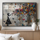 Butterfly Girl Wall Art – Vibrant Street Style Canvas Print,