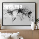 Flight Routes Air Traffic Map Canvas Wall Art - Framed -