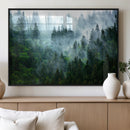 Misty Forest Wall Art Canvas Print – Framed Foggy Mountain