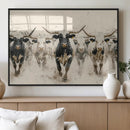 Texas Longhorn Wall Art – Framed Cattle Walking Canvas by MyGreatCanvas | Canvas Wall Art Prints | Photo Prints & Wall Decor