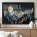 Moonlit Mountain Wall Art Canvas Print – Silhouetted Pines