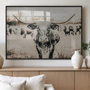 Texas Longhorn Wall Art Canvas Print – Framed Speckled Bull