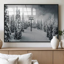 Snowy Pines Wall Art Canvas Print – Framed Ski Lift Winter