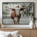 Texas Longhorn Wall Art Canvas Print – Framed Spotted Bull
