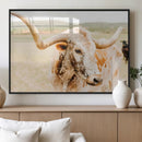 Texas Longhorn Wall Art Canvas Print – Framed Spotted Cow