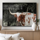 Texas Longhorn Wall Art Canvas Print – Framed Spotted Bull