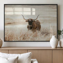 Texas Longhorn Wall Art Canvas Print – Framed Brown Horned