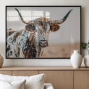 Texas Longhorn Wall Art – Framed Speckled Cow Canvas by MyGreatCanvas | Canvas Wall Art Prints | Photo Prints & Wall Decor