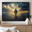 Jesus Walks Wall Art Canvas Print Framed Divine Sunset Art