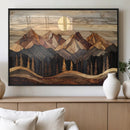 Wood Mountain Wall Art Canvas Print – Framed Boho Abstract