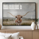 Texas Longhorn Wall Art Canvas Print – Framed Western Cow
