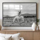 White Horse Wall Art Canvas Print – Framed Woman Rider