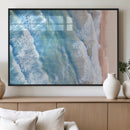 Aerial Ocean View Wall Art Canvas Print – Framed Soft Blue