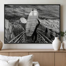 Black White Surfing Wall Art Canvas Print – Framed Coastal by MyGreatCanvas | Canvas Wall Art Prints | Photo Prints & Wall Decor