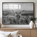 Monochrome Highland Cow Wall Art Canvas Print – Framed by MyGreatCanvas | Canvas Wall Art Prints | Photo Prints & Wall Decor