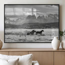 Wild Horses Wall Art Canvas Print – Framed Black and White by MyGreatCanvas | Canvas Wall Art Prints | Photo Prints & Wall Decor