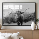 Western Longhorn Wall Art Canvas Print – Framed Rustic Cow by MyGreatCanvas | Canvas Wall Art Prints | Photo Prints & Wall Decor