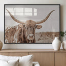 Longhorn Cow Wall Art Canvas Print – Framed Texas Ranch