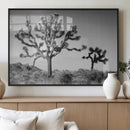 Joshua Tree Wall Art Canvas Print – Framed Monochrome Desert