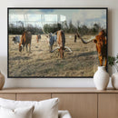 Texas Longhorns Wall Art Canvas Print – Framed Rustic Farm by MyGreatCanvas | Canvas Wall Art Prints | Photo Prints & Wall Decor