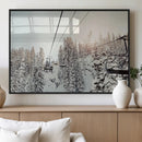 Frosty Pines Wall Art Canvas Print – Framed Cozy Cabin Ski