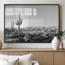 Saguaro Cactus Wall Art Canvas Print – Framed Monochrome