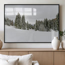 Frosty Pines Wall Art Canvas Print – Framed Silent Snowfall