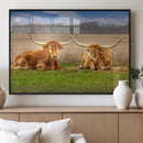 Texas Longhorn Pair Wall Art Canvas Print – Peaceful Rustic by MyGreatCanvas | Canvas Wall Art Prints | Photo Prints & Wall Decor