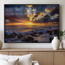 Sunset Ocean Wall Art Canvas Print – Waves Rocky Shore by MyGreatCanvas | Canvas Wall Art Prints | Photo Prints & Wall Decor