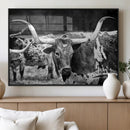 Black & White Longhorn Cattle Wall Art Canvas Print, Rustic by MyGreatCanvas | Canvas Wall Art Prints | Photo Prints & Wall Decor
