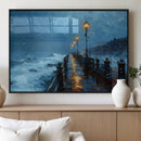 Stormy Night Pier Wall Art Canvas Print, Moody Ocean by MyGreatCanvas | Canvas Wall Art Prints | Photo Prints & Wall Decor