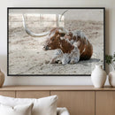Majestic Longhorn Wall Art Canvas Print – Resting on Sunlit by MyGreatCanvas | Canvas Wall Art Prints | Photo Prints & Wall Decor