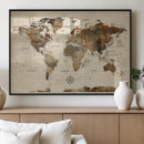 Vintage World Map Wall Art Canvas Print for Living Room, by MyGreatCanvas | Canvas Wall Art Prints | Photo Prints & Wall Decor