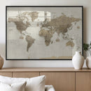 Detailed World Map Wall Art Canvas Print by MyGreatCanvas | Canvas Wall Art Prints | Photo Prints & Wall Decor