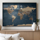 Navy Blue World Map Canvas Print – Framed Travel Map Wall by MyGreatCanvas | Canvas Wall Art Prints | Photo Prints & Wall Decor