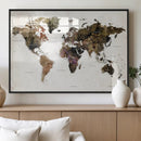 Watercolor World Map Print - Large Wall Art Canvas Print for